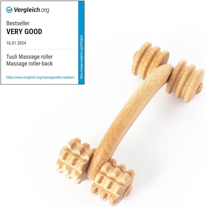 Accessories Back Massage Muscle Roller Tool Massager for Neck Shoulder Arms Legs Body Wooden 7 x 3 inches