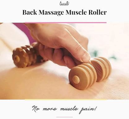Accessories Back Massage Muscle Roller Tool Massager for Neck Shoulder Arms Legs Body Wooden 7 x 3 inches