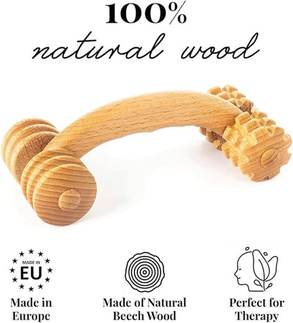 Accessories Back Massage Muscle Roller Tool Massager for Neck Shoulder Arms Legs Body Wooden 7 x 3 inches