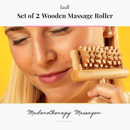 Body and Face Roller, Multi-Functional Wooden Massage Roller