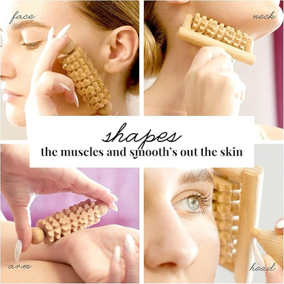 Body and Face Roller, Multi-Functional Wooden Massage Roller