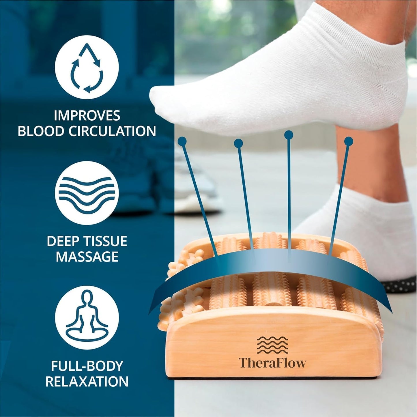 Wooden Foot Roller Massager, Neuropathy Pain Relief for Feet