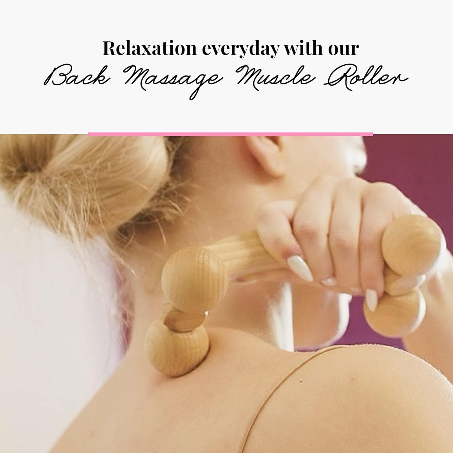 Back Massager with Smooth Ball Rollers, Multi-Functional Back Roller