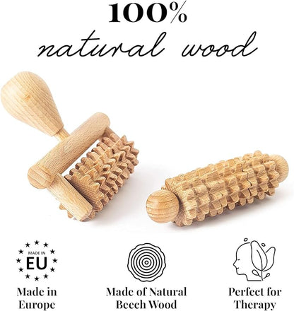 Body and Face Roller, Multi-Functional Wooden Massage Roller