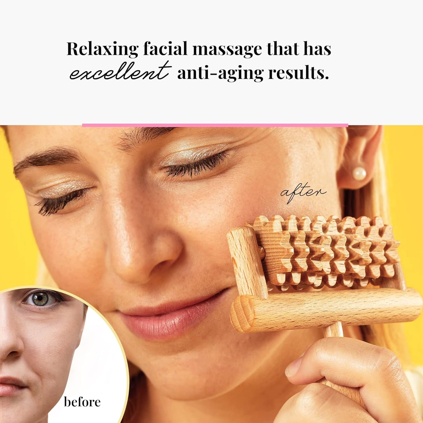 Body and Face Roller, Multi-Functional Wooden Massage Roller