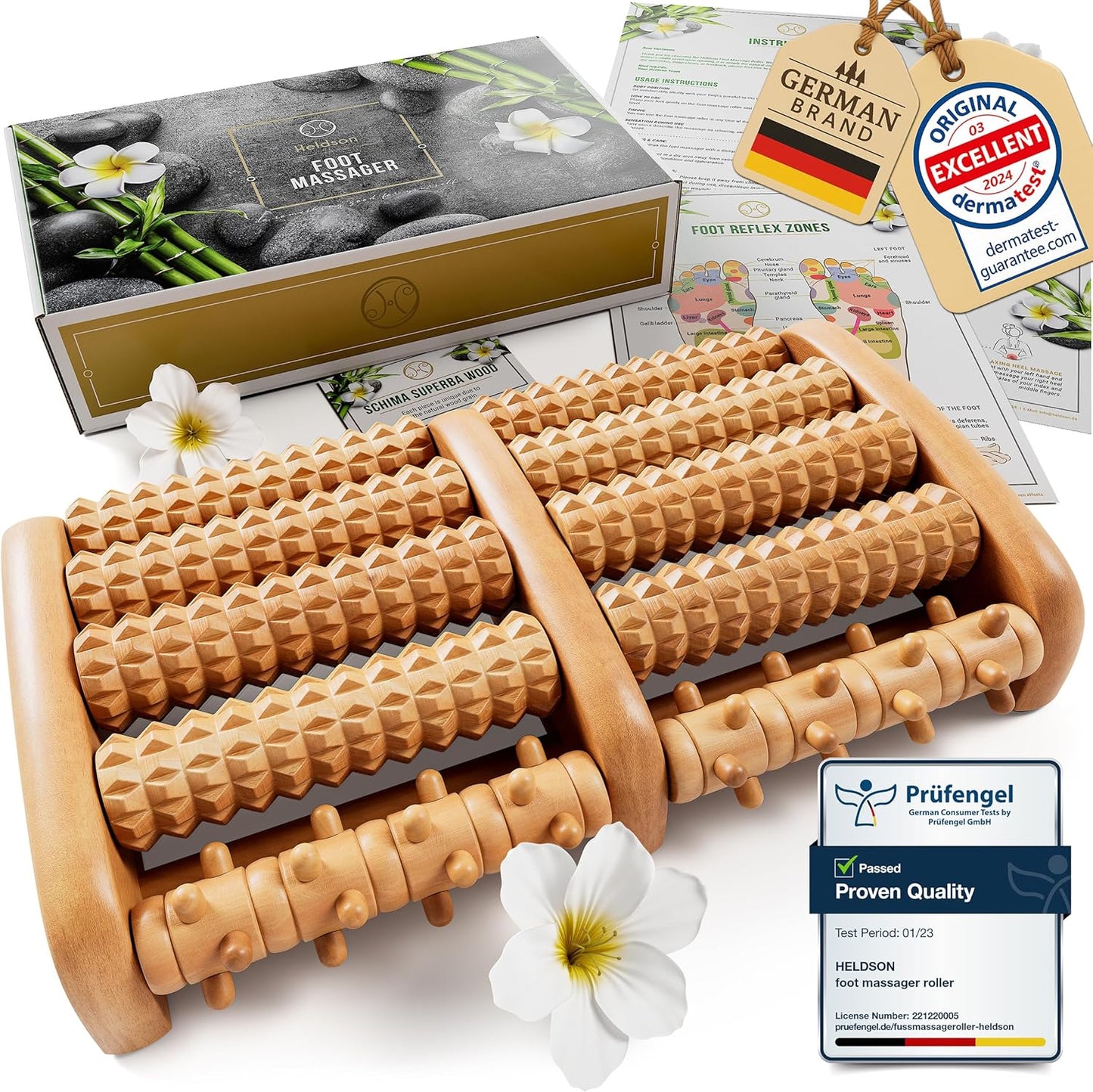 Wooden Foot Roller Massager, Neuropathy Pain Relief for Feet